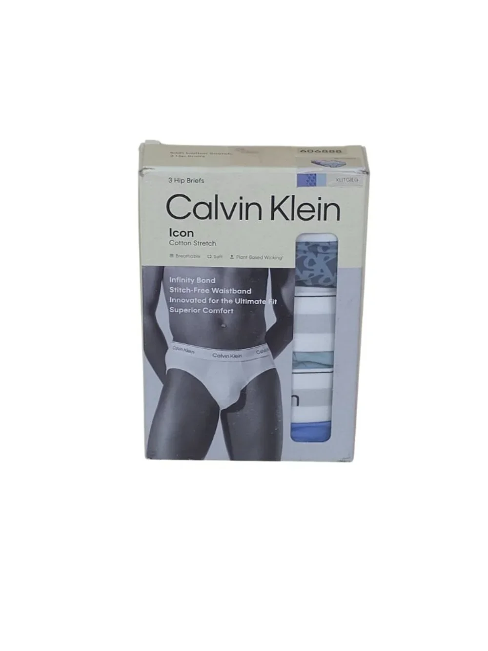 Calvin Klein Icon Cotton Stretch Mens Hip Briefs 3-Pack XL Breathable Wicking
